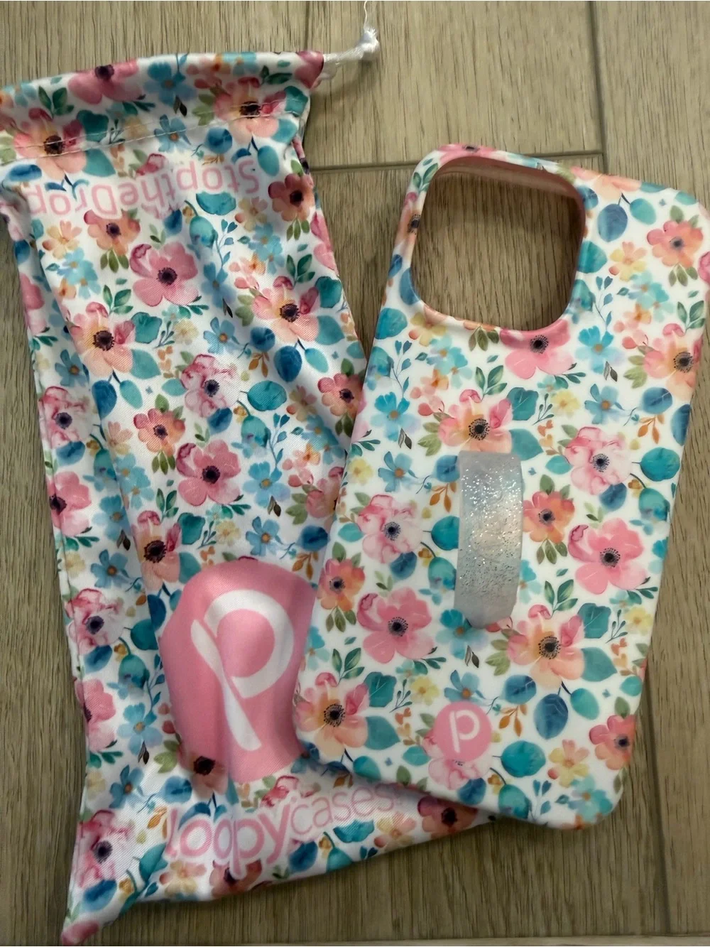 Loopy Cases Floral Phone Case with Matching Pouch - Pink & Teal iPhone 13 Pro